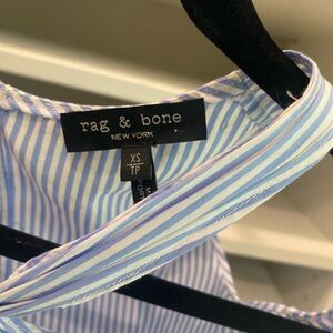 Rag & Bone Light Blue and White Striped Blouse